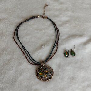 Lia Sophia 3-Strand Choker Pendant Necklace & Pierced Earring Set